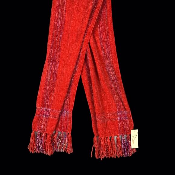 Collection 18 Women’s Pink Red Space Dye Chenille Muffler Scarf Fringe - Picture 9 of 12